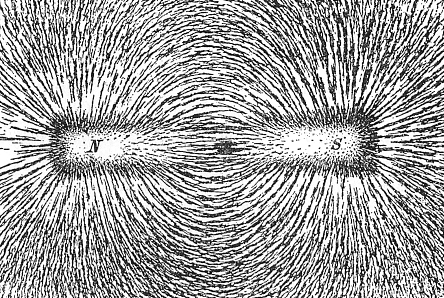 Dibujo de los campos de fuerza magnética generados por un imán