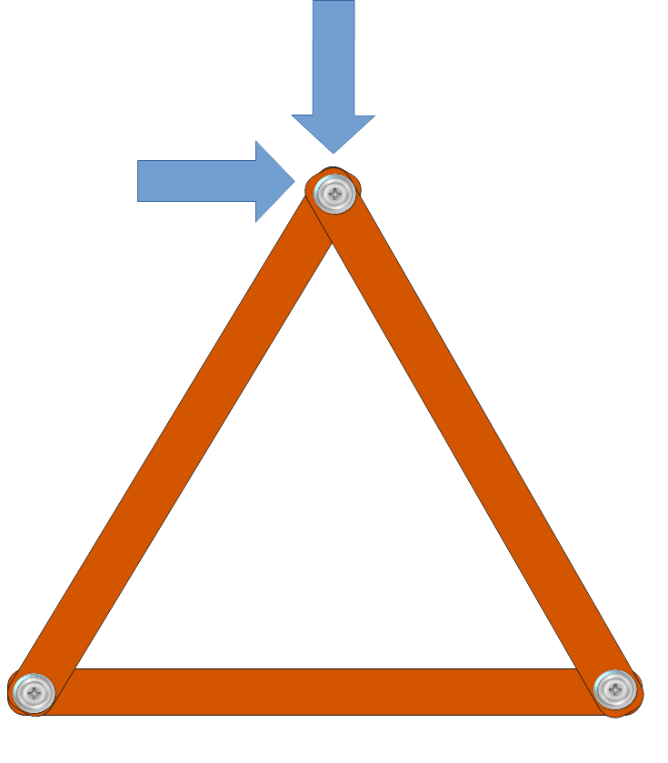 Estructura de barras formando un triángulo.